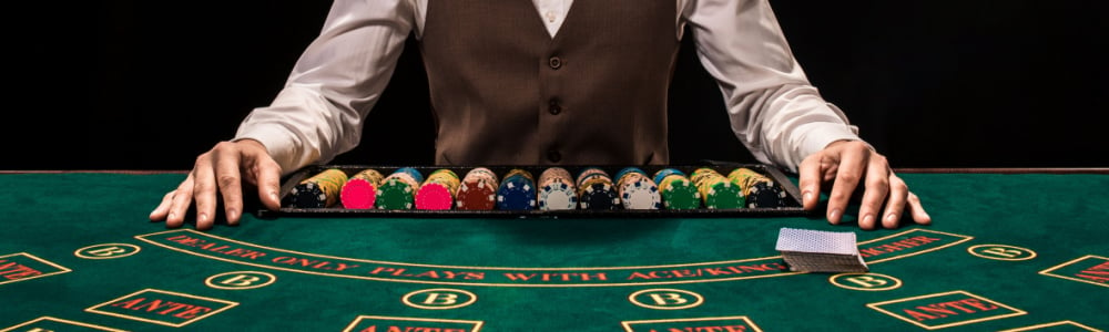 dealer at blackjack table 