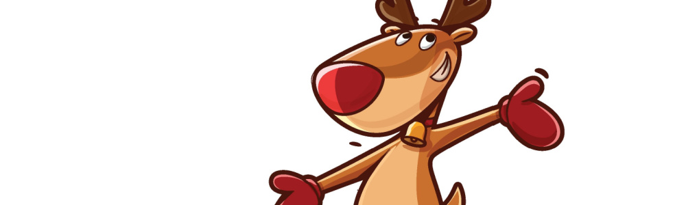 a cartoon drawing of a happy reindeer 