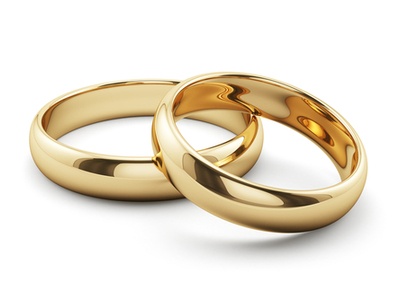 two gold wedding bands